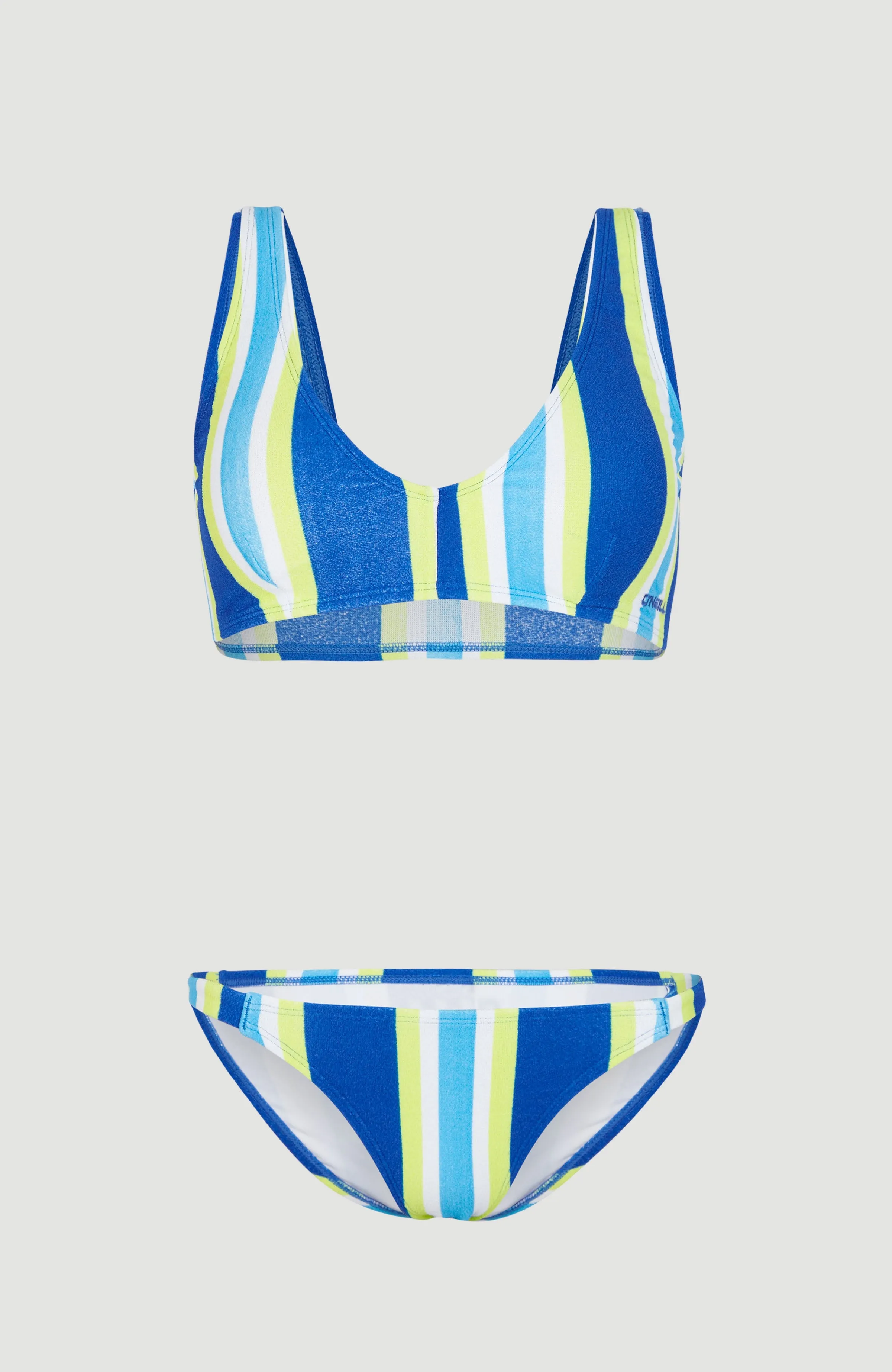 Terry Lucia Longline Triangle Bikini Set | Blue Towel Stripe