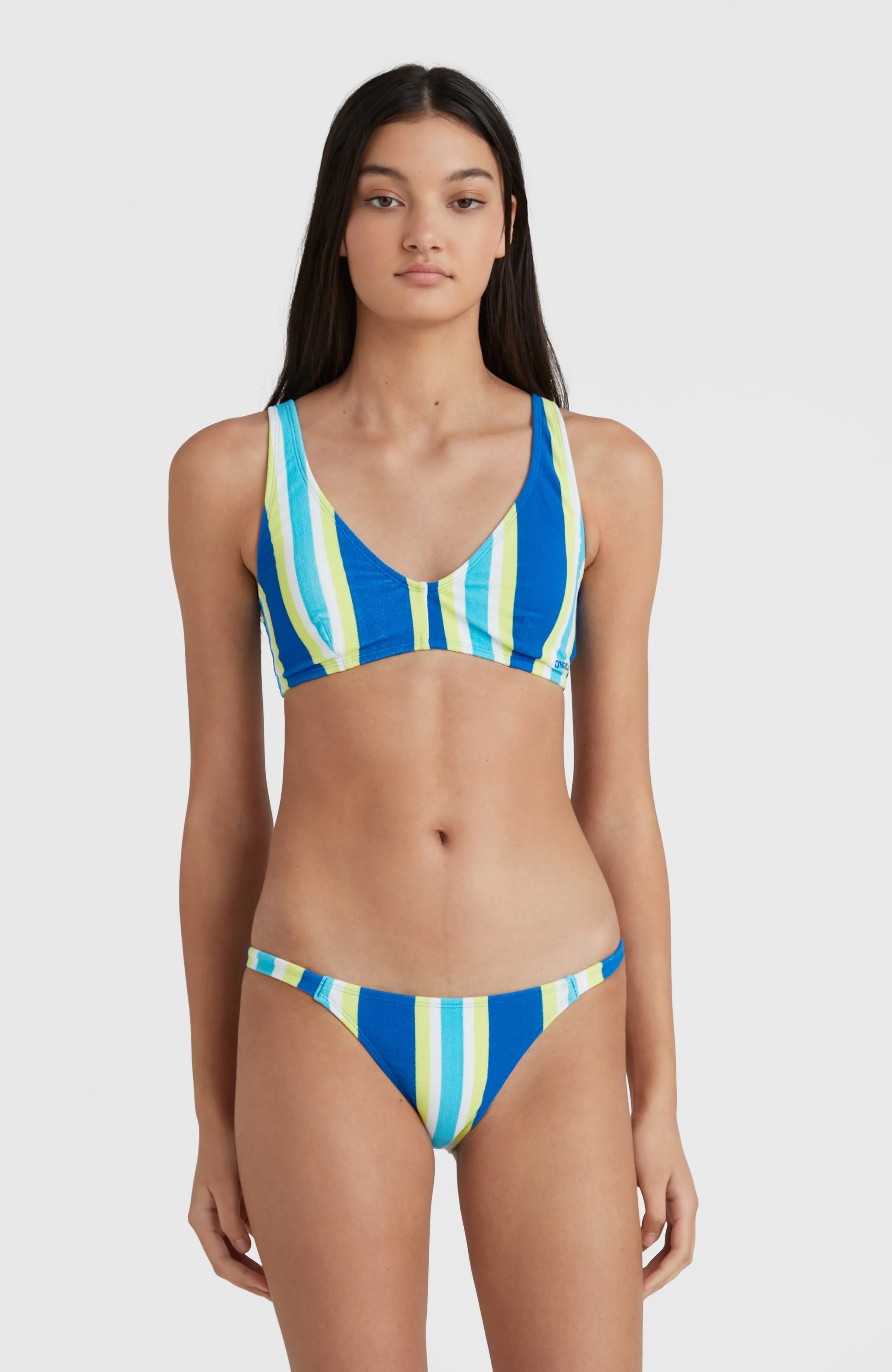 Terry Lucia Longline Triangle Bikini Set | Blue Towel Stripe