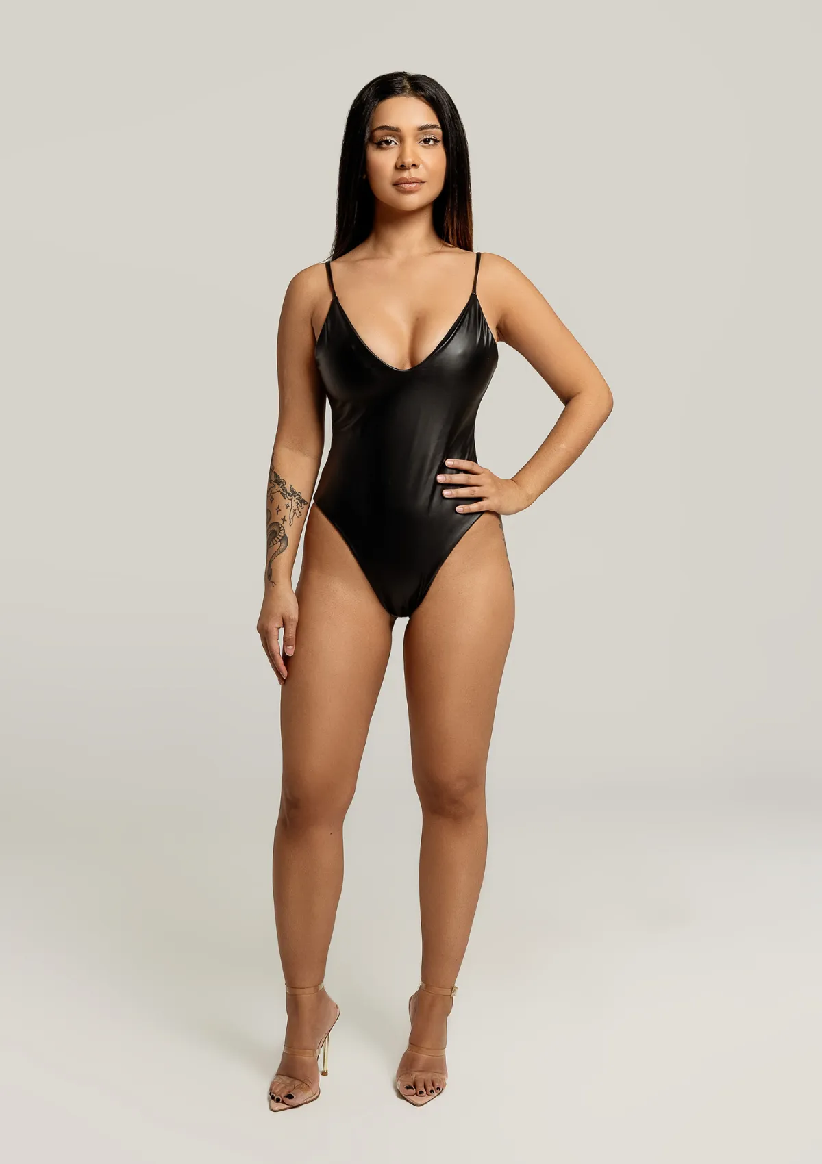 Tianna One Piece Swimsuit - Black Leather