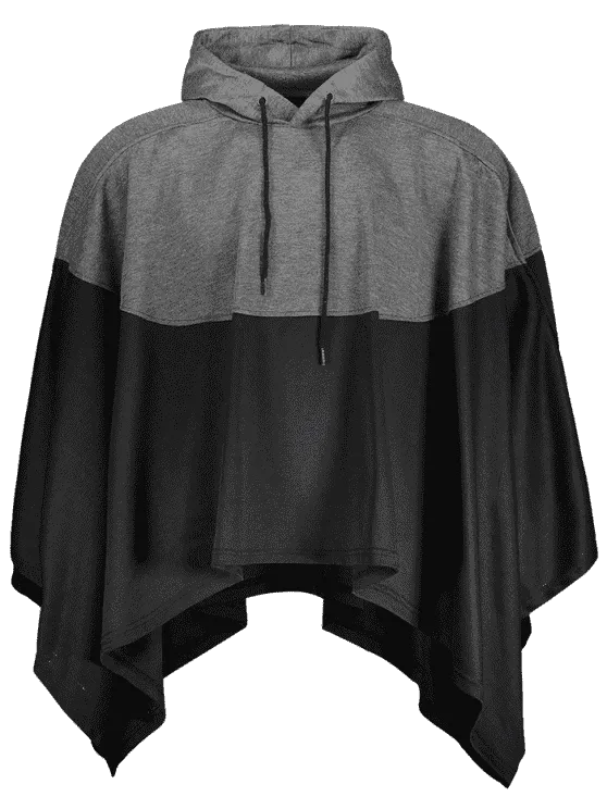 Trendy Mens Two Tone Cape Hoodie