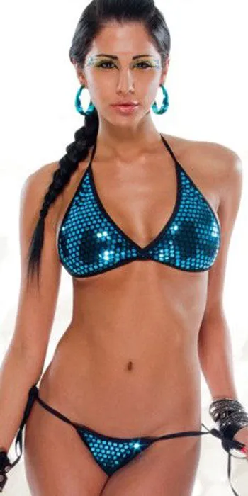 Turquoise Mirrored Tie Dancer Set