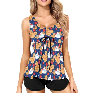 Waffles Two Piece Tankini Women's Swimsuit