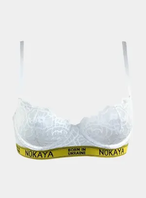 White Born in Ukraine Image Lace Bralette