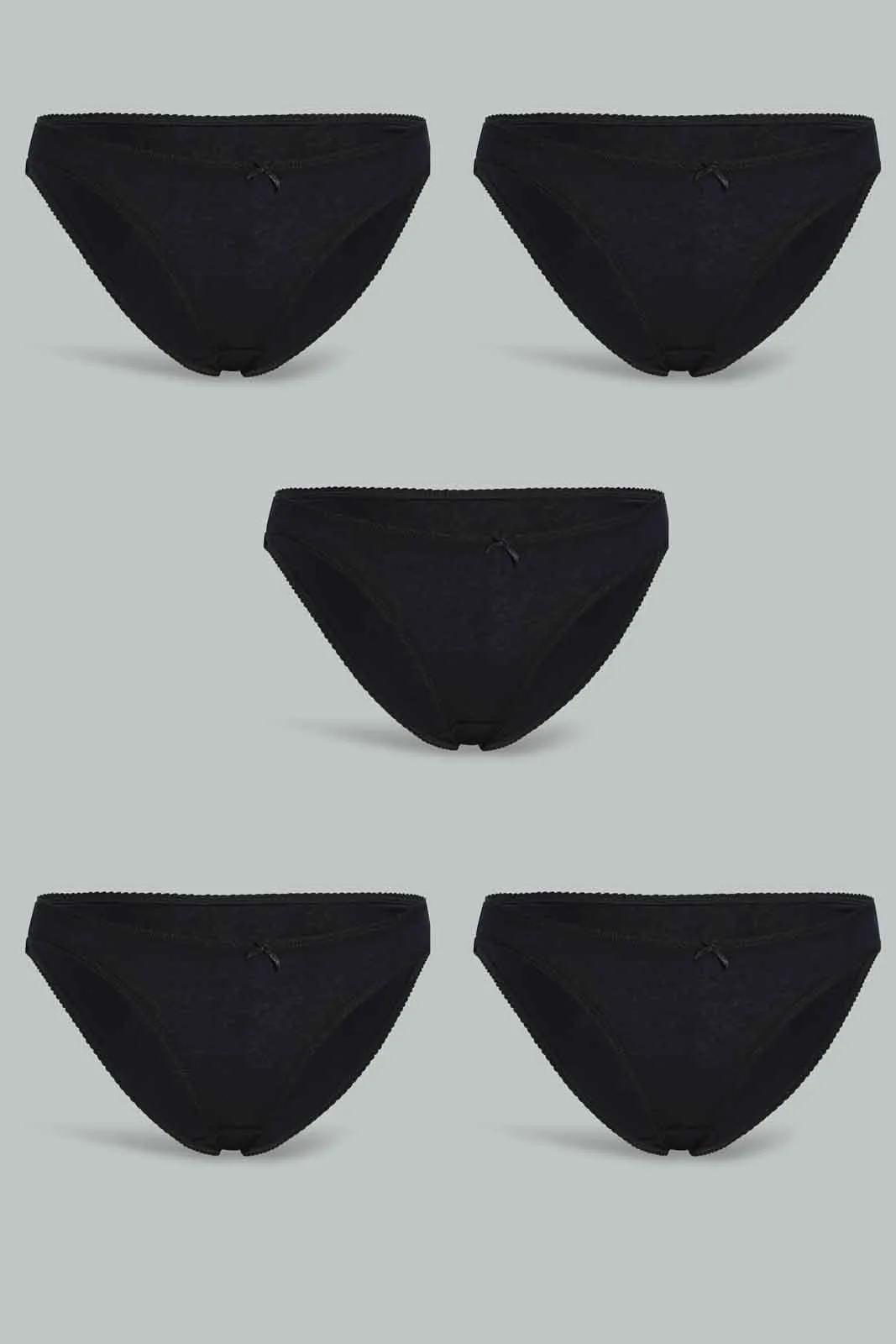 Women Black Plain Bikini Brief (Pack of 5)