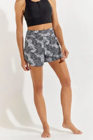 Women's Ripple Swim Shorts  |  Black Paradise Palm