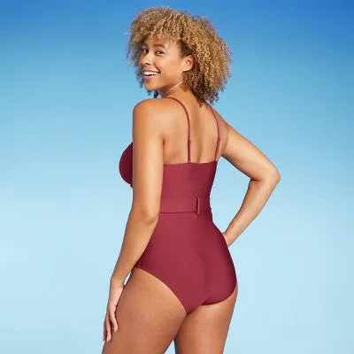 Women's Underwire Belted One Piece Swimsuit - Shade & Shore