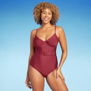 Women's Underwire Belted One Piece Swimsuit - Shade & Shore