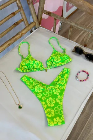 Y Cheeky Bikini Bottom in Aloha Lime