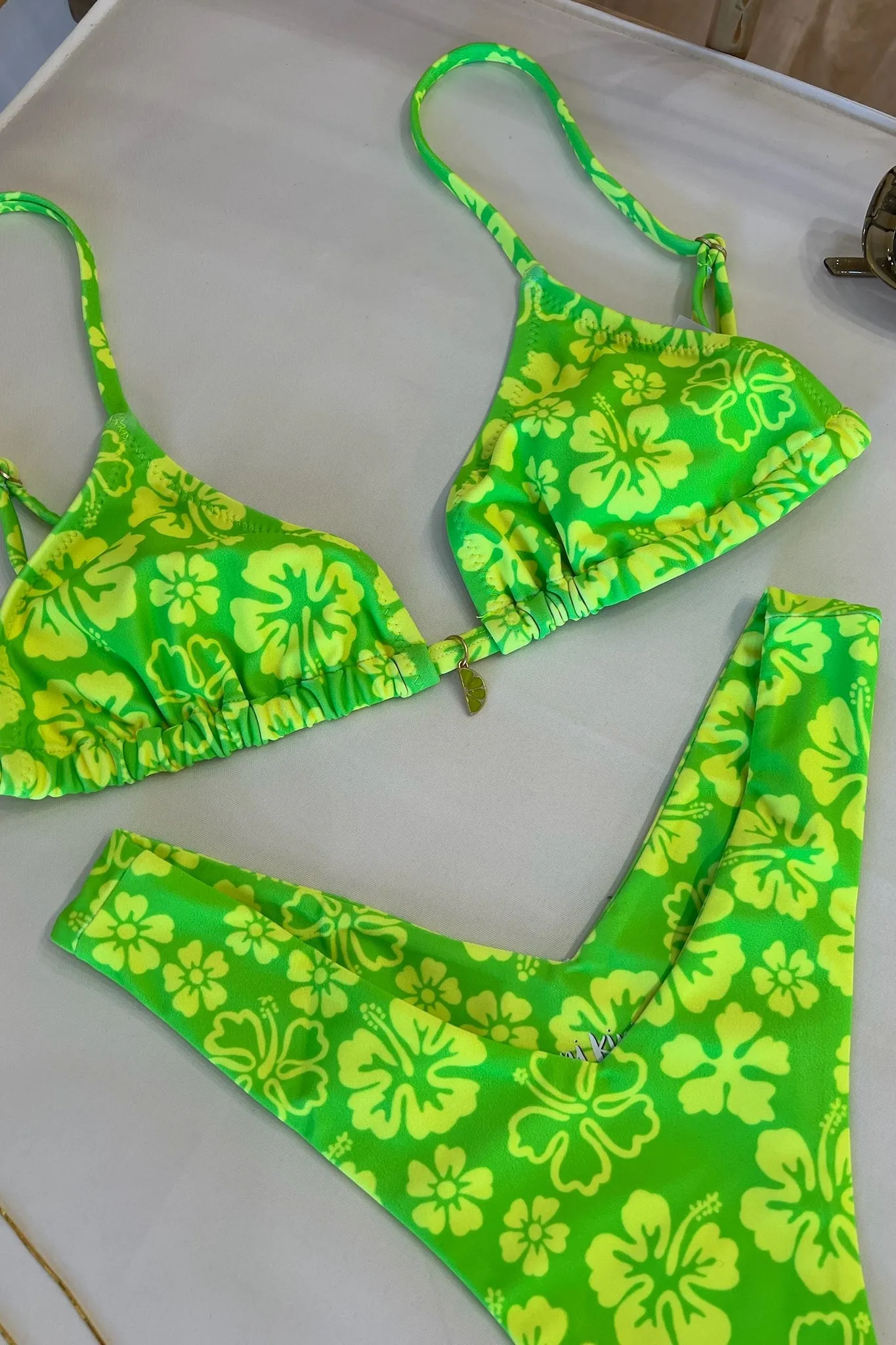 Y Cheeky Bikini Bottom in Aloha Lime