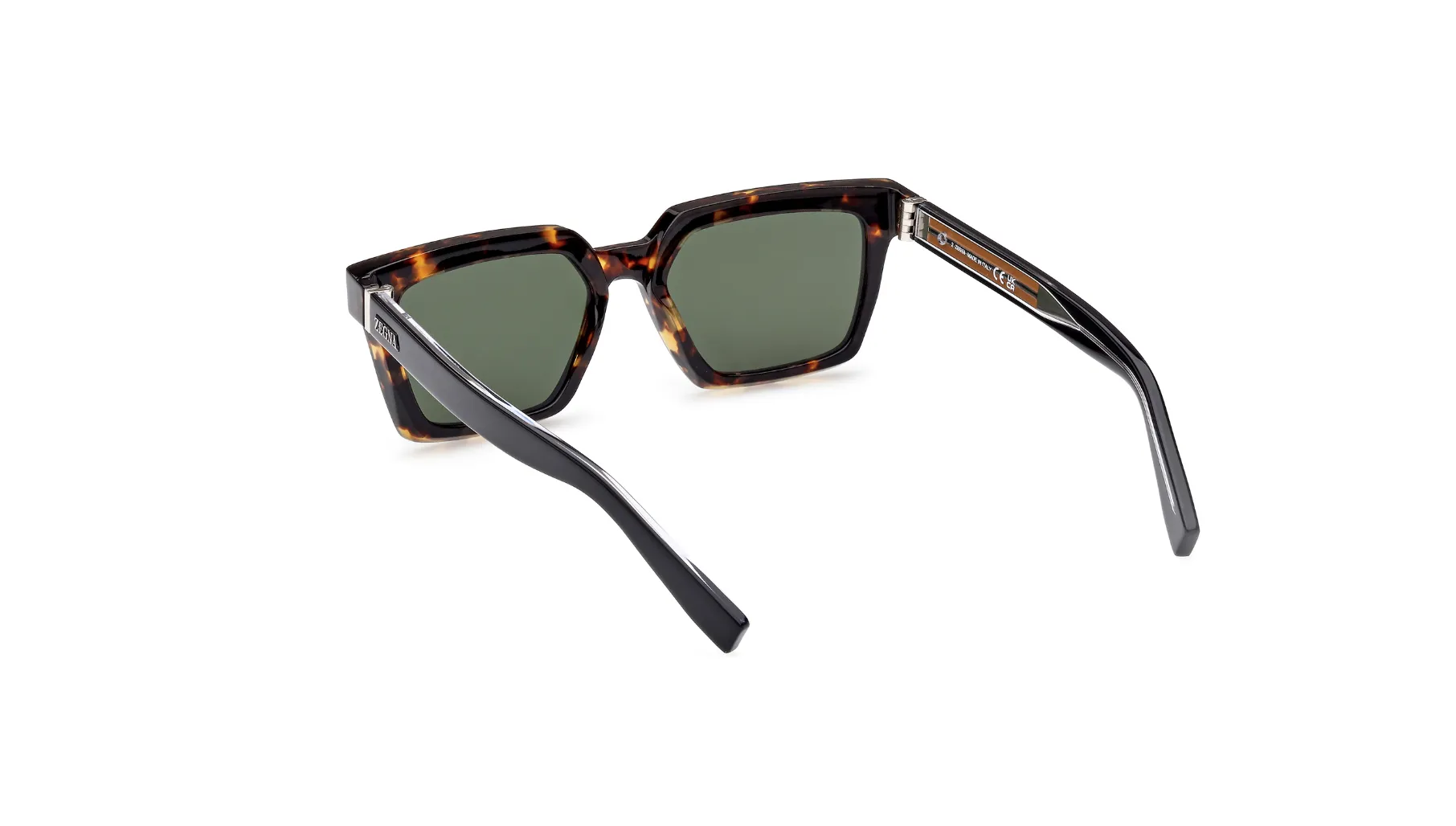 ZEGNA Acetate Squared Shiny Sunglasses (Dark Havana)